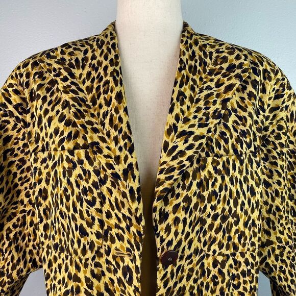 Vintage J.H. Collectibles Cropped Leopard Print Dress Jacket Size 8 EUC - Picture 2 of 8